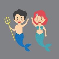 personajes con disfraces de sirena vector