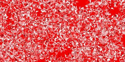 Telón de fondo de copos de nieve hermoso rojo claro con flores. vector
