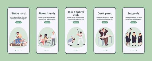 Student experience onboarding mobile app vector