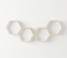 Hexagon wooden shelf photo