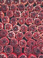 Top view of pomegranates