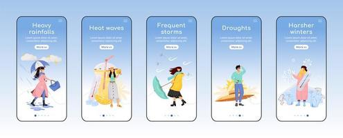 Weather forecast onboarding mobile app vector