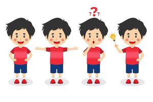 niño lindo feliz con diferentes poses vector