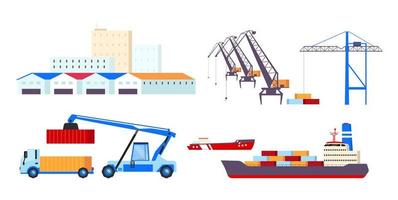 Maritime transportation objects set vector