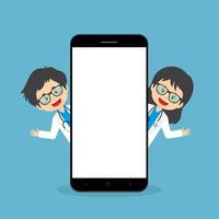 doctores con smartphone en blanco vector