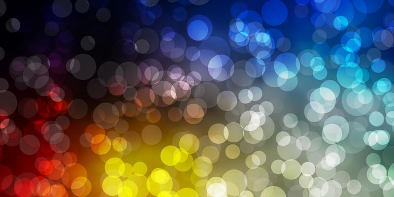 Light Blue, Yellow backdrop with dots.