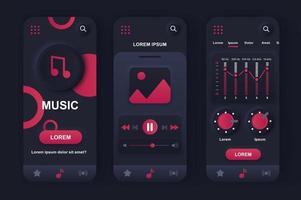 Music player unique neumorphic design kit vector