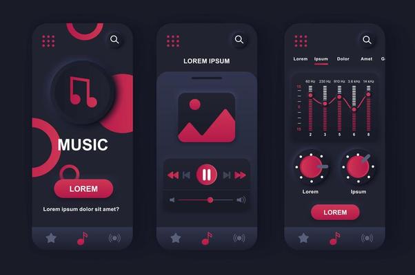 Music player unique neumorphic design kit