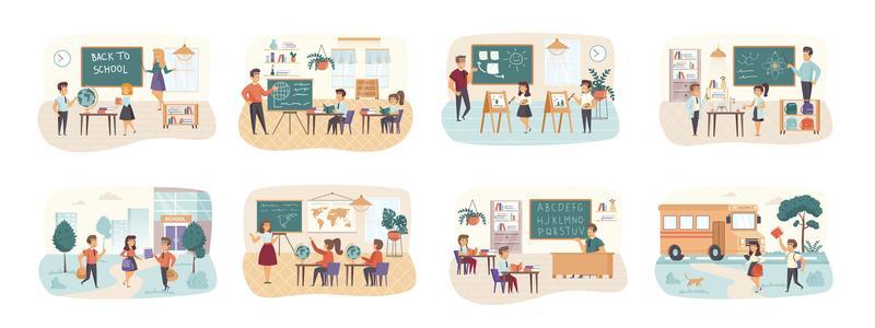Back to school bundle of scenes with people