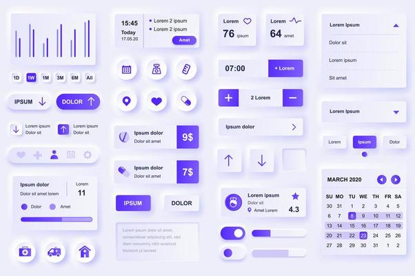 User interface elements for medical mobile app.