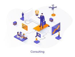 Consulting isometric web banner. vector