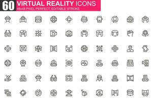 Virtual reality thin line icon set vector