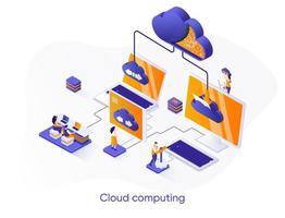 Cloud computing isometric web banner. vector