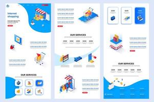 Internet shopping isometric landing page. vector