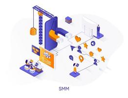 SMM isometric web banner. vector