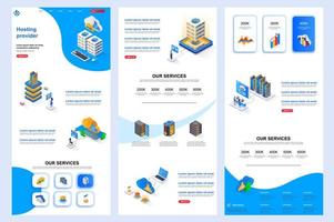 Hosting provider isometric landing page. vector