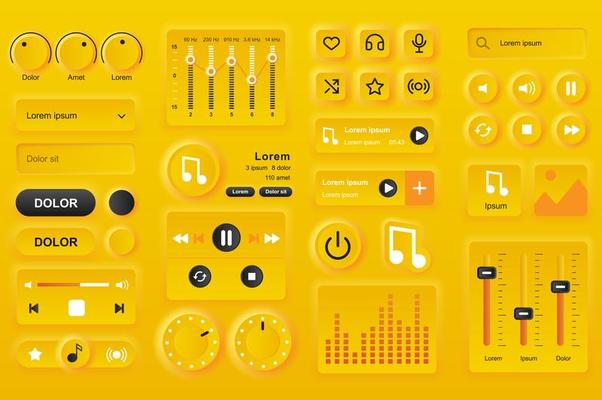 User interface elements for music player mobile app.