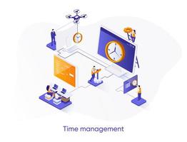 Time management isometric web banner. vector