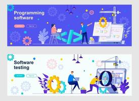 Programming software landing pages with people vector