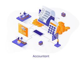 Accountant isometric web banner. vector