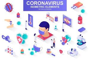 Coronavirus bundle of isometric elements. vector