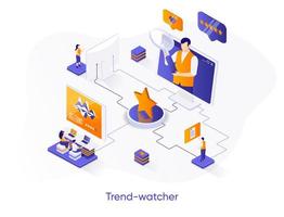 Trend-watcher isometric web banner. vector