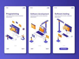 Software development isometric GUI design kit. vector