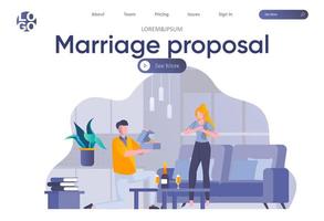 Marriage proposal landing page with header vector