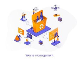 Waste management isometric web banner. vector