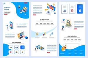 Software testing isometric landing page. vector