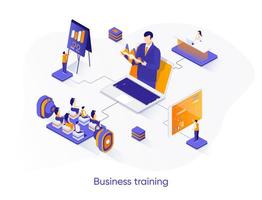 Business training isometric web banner. vector