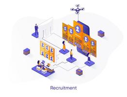 Recruitment isometric web banner. vector