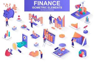 Finance bundle of isometric elements. vector