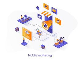 Mobile marketing isometric web banner. vector