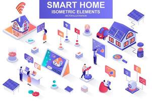 Smart home bundle of isometric elements. vector