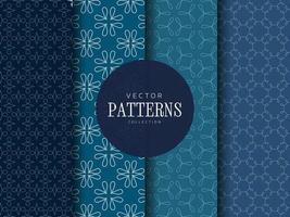 Blue decorative seamless pattern set vector