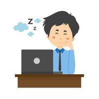 Business Character Sleeping On Working Time vector