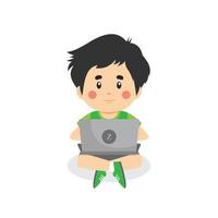 Child Using Computer vector