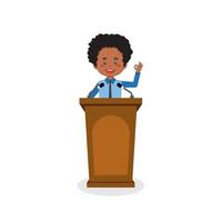 Business Character Speaks On The Podium