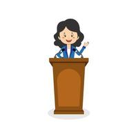 Businesswoman Character Speaks On The Podium vector