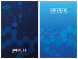 Blue science background set with lines and structures vector