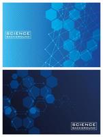 Blue science background set with lines and structures vector