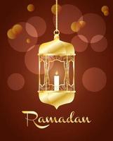 Ramadan celebration banner with gold lamp
