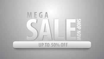 Silver mega sale banner vector