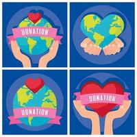Charity and donation banner set vector
