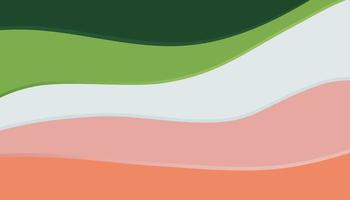 Abstract background of wavy pink and green shapes vector