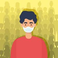 Young man character with a face mask vector