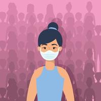 Young woman character with a face mask vector