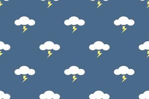 Seamless pattern of storm cloud with lightning vector