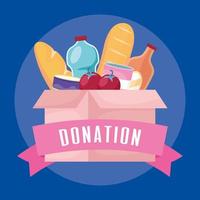 Charity and donation box with food vector